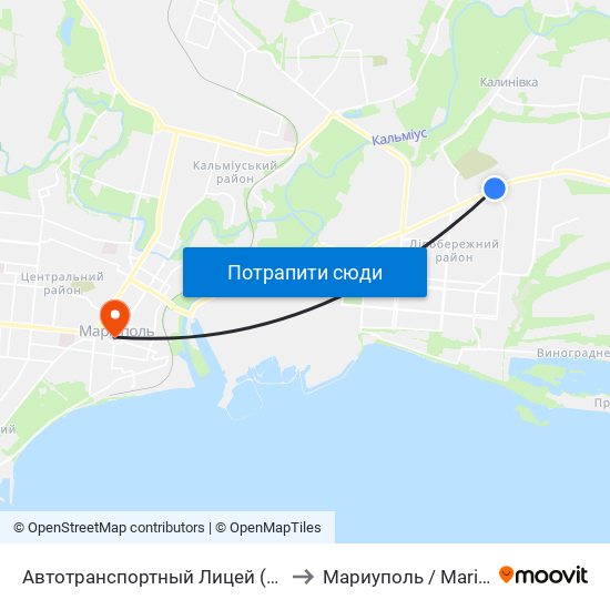 Автотранспортный Лицей (Автотранспортний Ліцей) to Мариуполь / Mariupol (Маріуполь) map