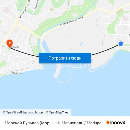 Морской Бульвар (Морський Бульвар) to Мариуполь / Mariupol (Маріуполь) map