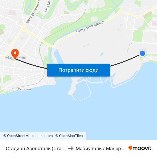 Стадион Азовсталь (Стадіон Азовсталь) to Мариуполь / Mariupol (Маріуполь) map