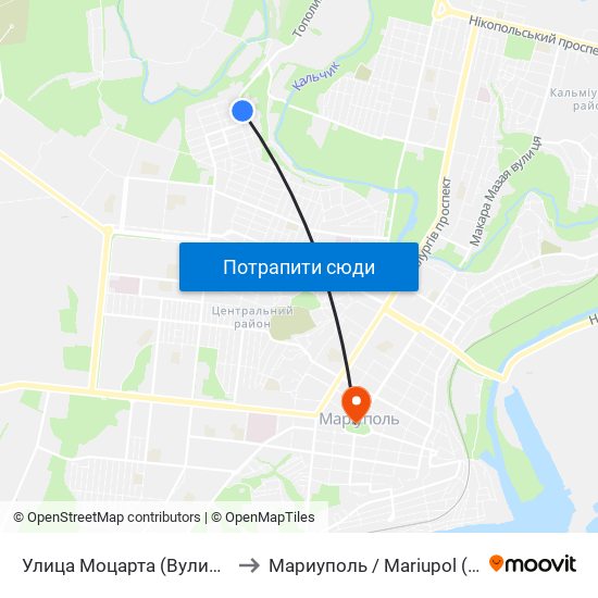 Улица Моцарта (Вулиця Моцарта) to Мариуполь / Mariupol (Маріуполь) map