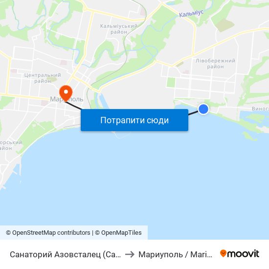 Санаторий Азовсталец (Санаторій Азовсталець) to Мариуполь / Mariupol (Маріуполь) map