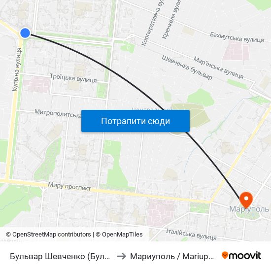 Бульвар Шевченко (Бульвар Шевченка) to Мариуполь / Mariupol (Маріуполь) map