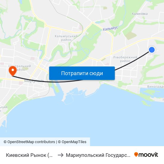 Киевский Рынок (Київський Ринок) to Мариупольский Государственный Университет map