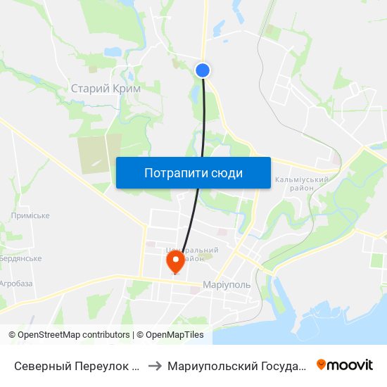 Северный Переулок (Північний Провулок) to Мариупольский Государственный Университет map