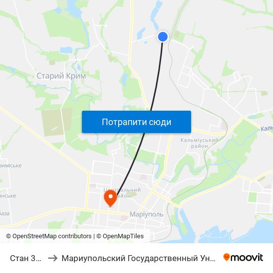 Стан 3000 to Мариупольский Государственный Университет map