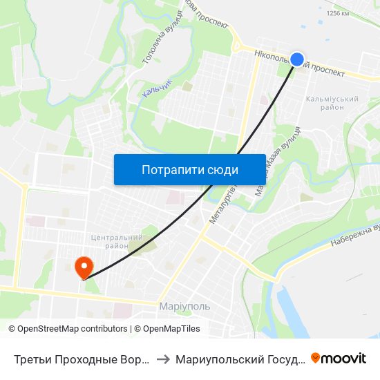 Третьи Проходные Ворота (Треті Прохідні Ворота) to Мариупольский Государственный Университет map