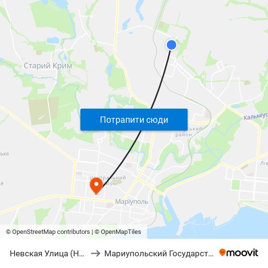 Невская Улица (Невська Вулиця) to Мариупольский Государственный Университет map