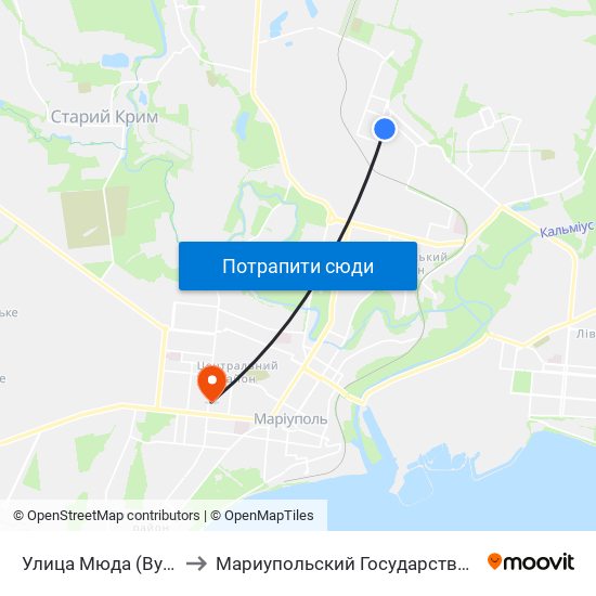 Улица Мюда (Вулиця Мюда) to Мариупольский Государственный Университет map