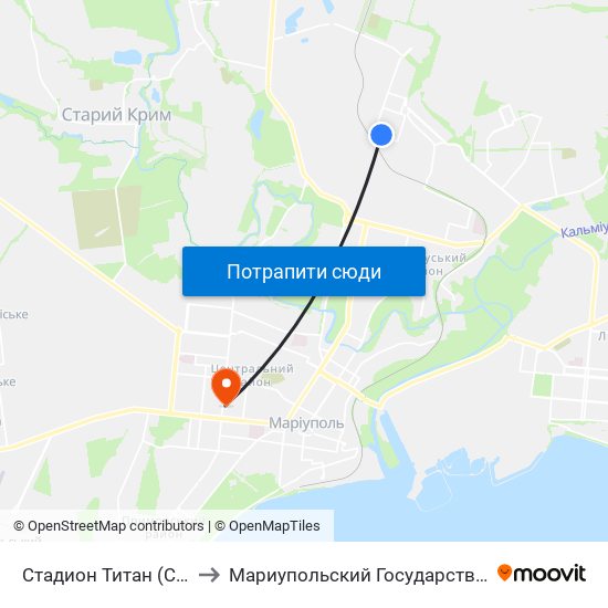 Стадион Титан (Стадіон Титан) to Мариупольский Государственный Университет map