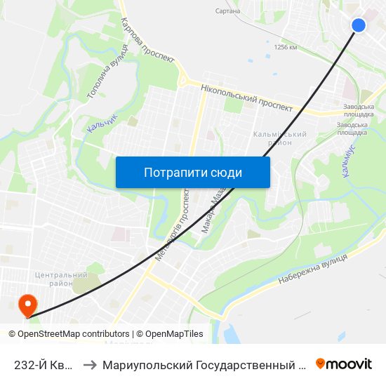 232-Й Квартал to Мариупольский Государственный Университет map