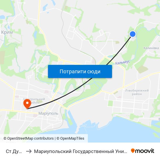 Ст Дубки to Мариупольский Государственный Университет map