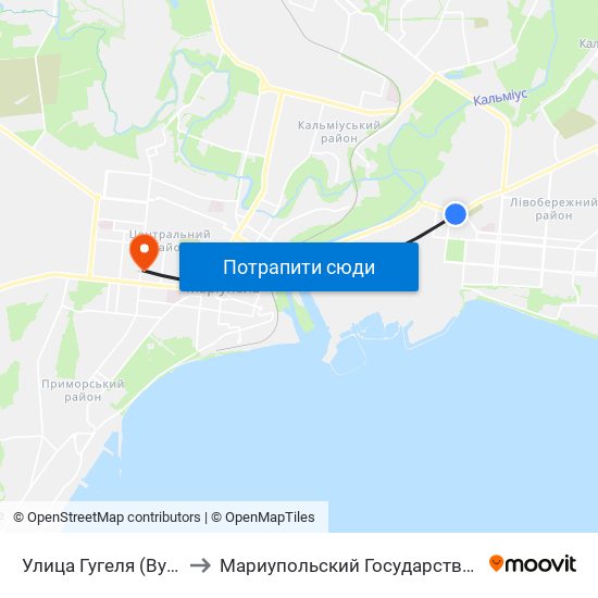 Улица Гугеля (Вулиця Гугеля) to Мариупольский Государственный Университет map