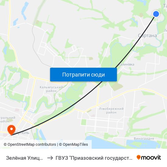 Зелёная Улица (Зелена Вулиця) to ГВУЗ "Приазовский государственный технический университет" map