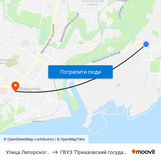 Улица Лепорского (Вулиця Лепорського) to ГВУЗ "Приазовский государственный технический университет" map