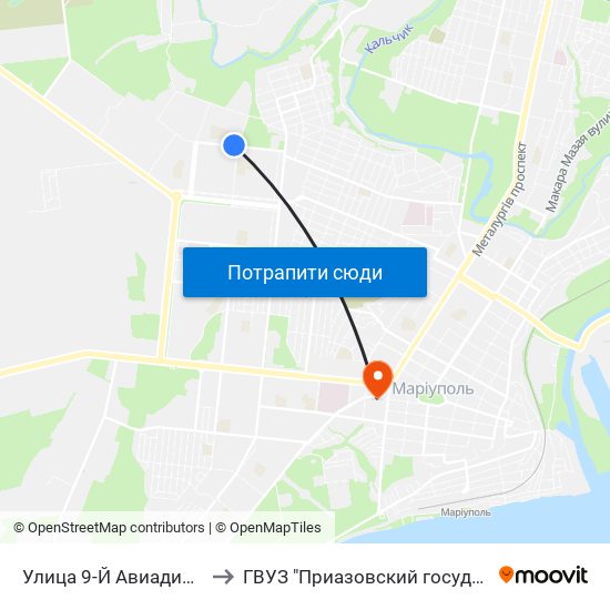Улица 9-Й Авиадивизии (Вулиця 9-Ї Авіадивізії) to ГВУЗ "Приазовский государственный технический университет" map