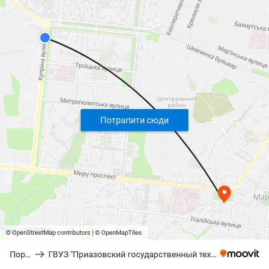 Портcity to ГВУЗ "Приазовский государственный технический университет" map