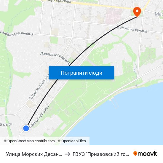 Улица Морских Десантников (Вулиця Морських Десантників) to ГВУЗ "Приазовский государственный технический университет" map