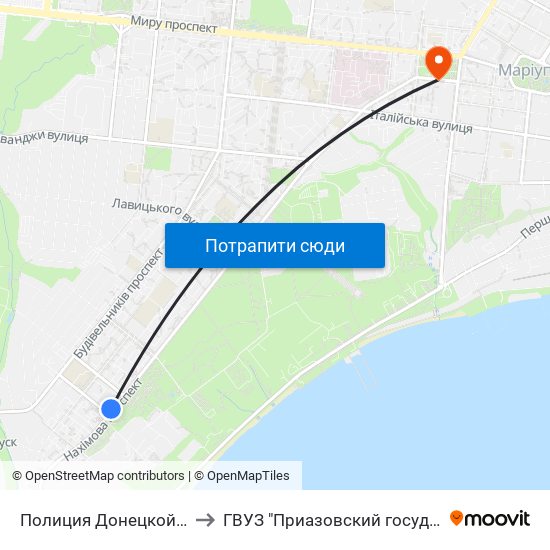 Полиция Донецкой Области (Поліція Донеччини) to ГВУЗ "Приазовский государственный технический университет" map