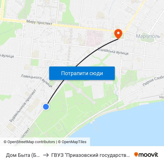 Дом Быта (Будинок Побуту) to ГВУЗ "Приазовский государственный технический университет" map