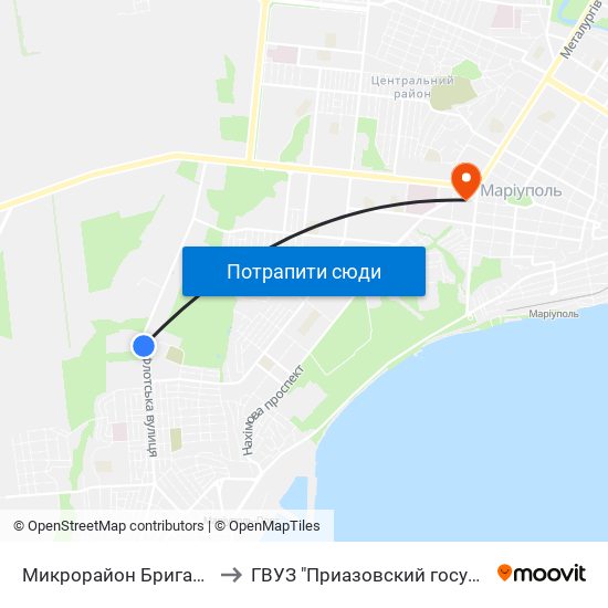 Микрорайон Бригантина (Мікрорайон Бригантина) to ГВУЗ "Приазовский государственный технический университет" map