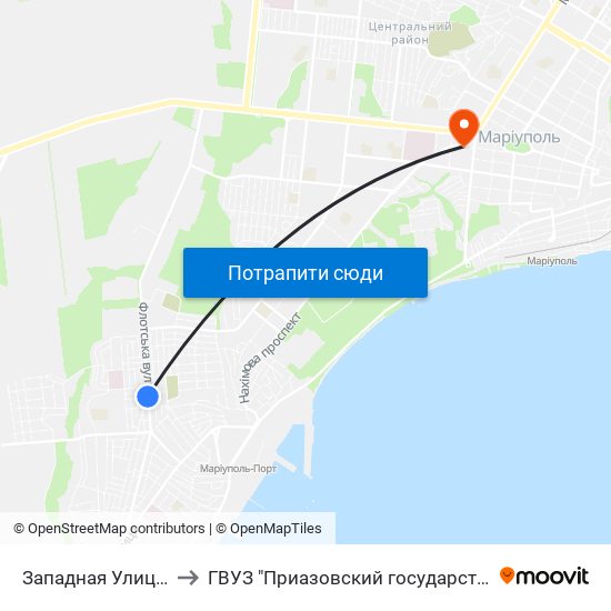 Западная Улица (Західна Вулиця) to ГВУЗ "Приазовский государственный технический университет" map