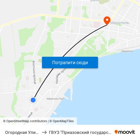 Огородная Улица (Городня Вулиця) to ГВУЗ "Приазовский государственный технический университет" map