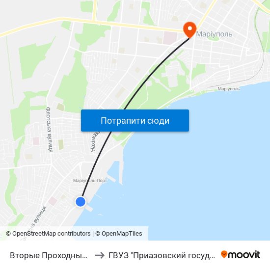 Вторые Проходные Порта (Другі Прохідні Порту) to ГВУЗ "Приазовский государственный технический университет" map