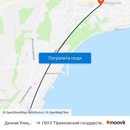 Дачная Улица (Дачна Вулиця) to ГВУЗ "Приазовский государственный технический университет" map
