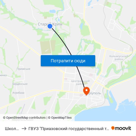 Школа №46 to ГВУЗ "Приазовский государственный технический университет" map