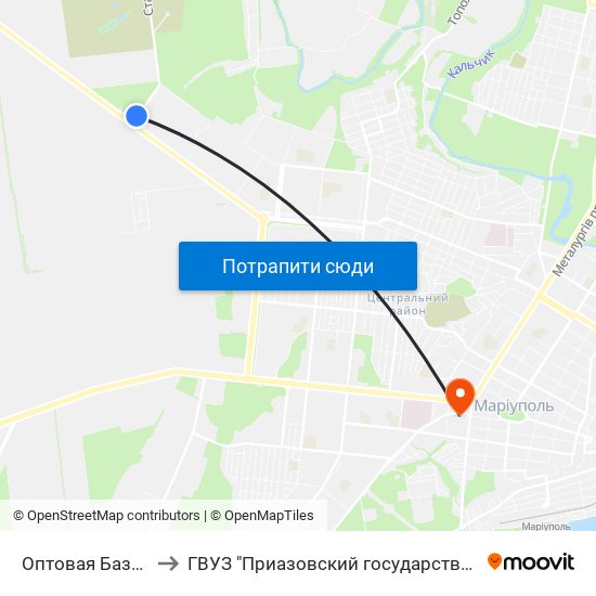 Оптовая База (Оптова База) to ГВУЗ "Приазовский государственный технический университет" map