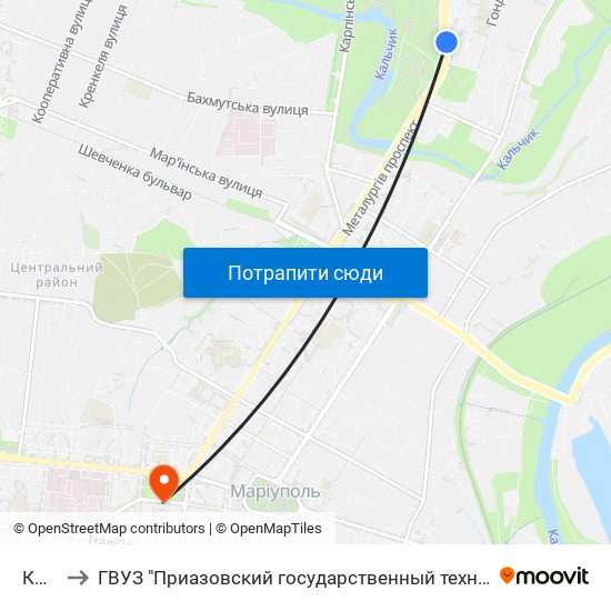 Кмр 5 to ГВУЗ "Приазовский государственный технический университет" map