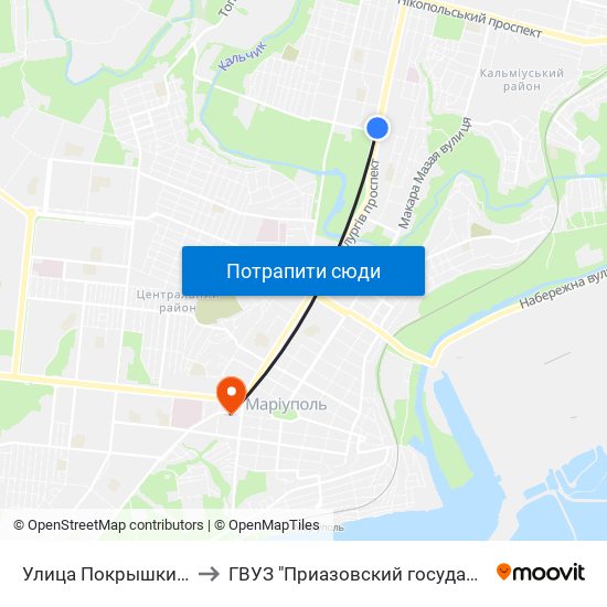 Улица Покрышкина (Вулиця Покришкіна) to ГВУЗ "Приазовский государственный технический университет" map