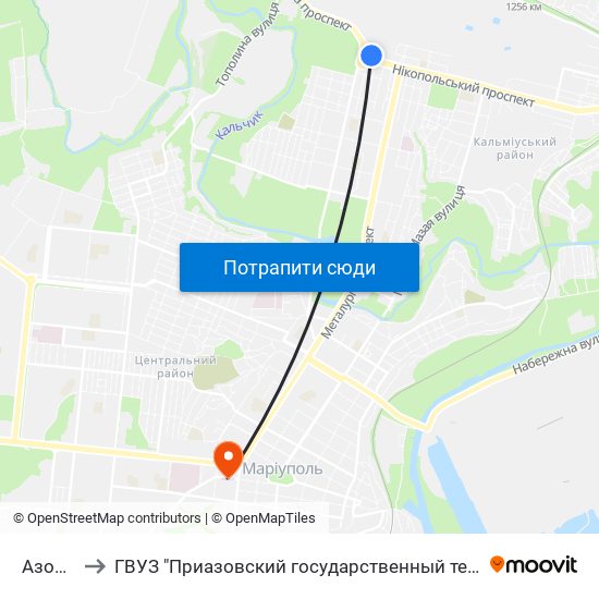 Азовмаш to ГВУЗ "Приазовский государственный технический университет" map