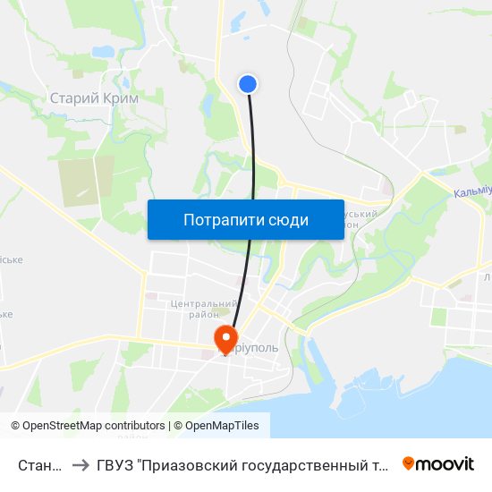 Стан 1700 to ГВУЗ "Приазовский государственный технический университет" map