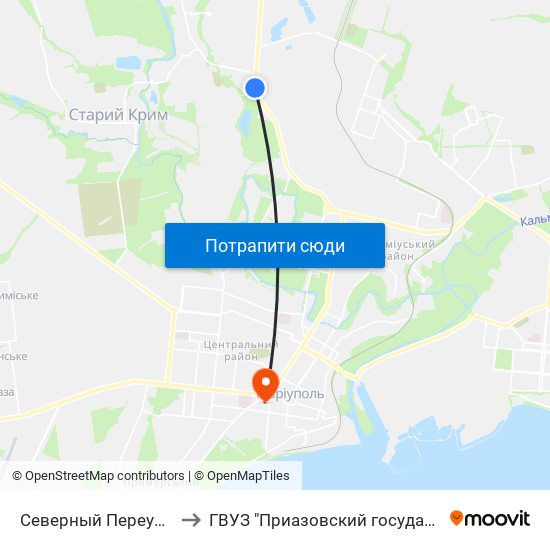 Северный Переулок (Північний Провулок) to ГВУЗ "Приазовский государственный технический университет" map