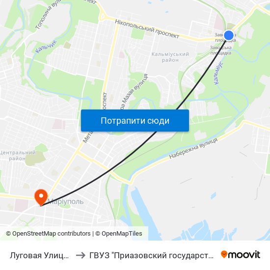 Луговая Улица (Лугова Вулиця) to ГВУЗ "Приазовский государственный технический университет" map