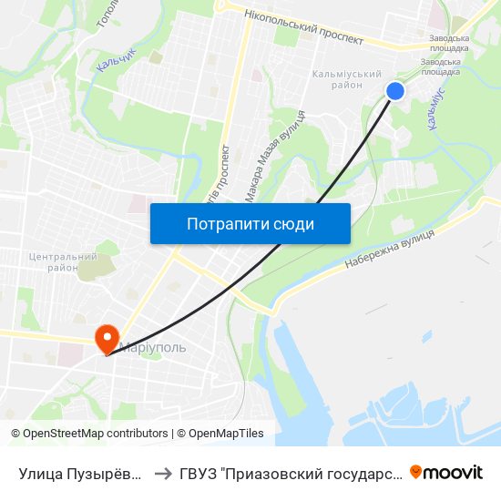 Улица Пузырёва (Вулиця Пузирьова) to ГВУЗ "Приазовский государственный технический университет" map