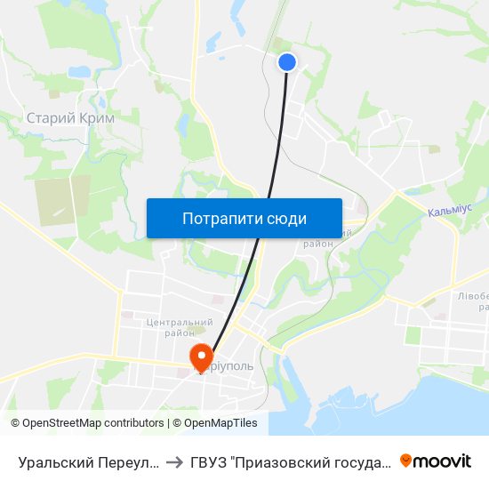 Уральский Переулок (Уральський Провулок) to ГВУЗ "Приазовский государственный технический университет" map