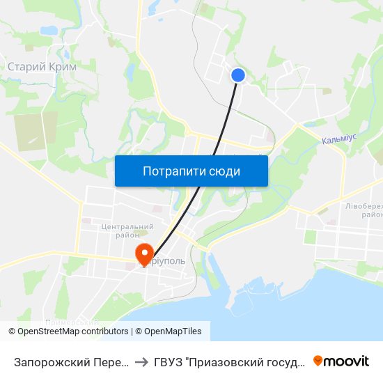 Запорожский Переулок (Запорізький Провулок) to ГВУЗ "Приазовский государственный технический университет" map