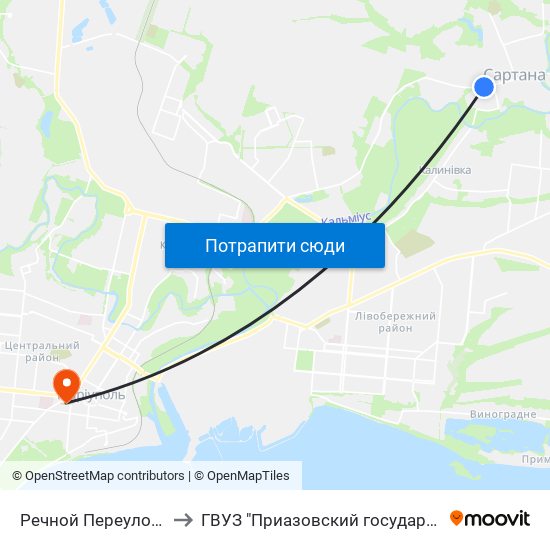 Речной Переулок (Річковий Провулок) to ГВУЗ "Приазовский государственный технический университет" map