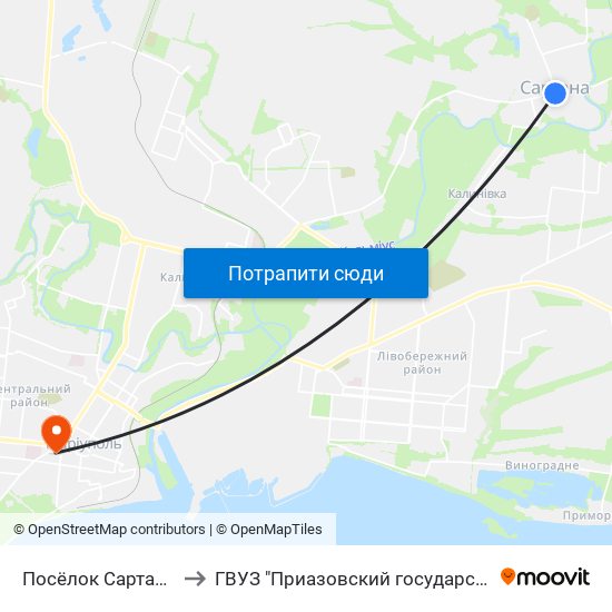 Посёлок Сартана (Селище Сартана) to ГВУЗ "Приазовский государственный технический университет" map