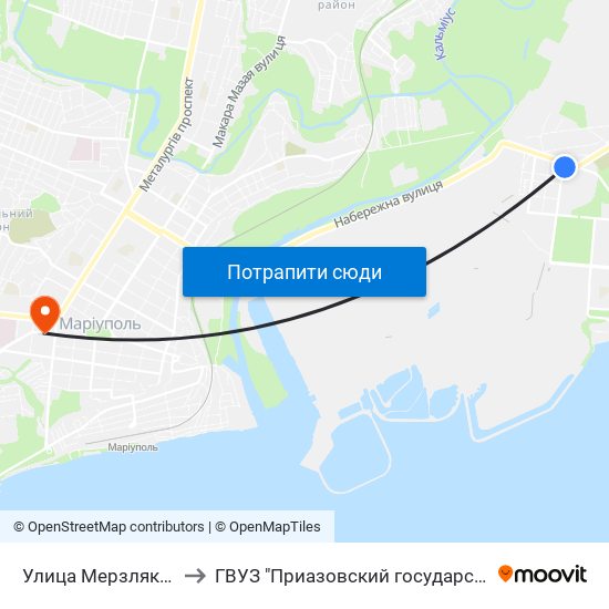 Улица Мерзляка (Вулиця Мерзляка) to ГВУЗ "Приазовский государственный технический университет" map