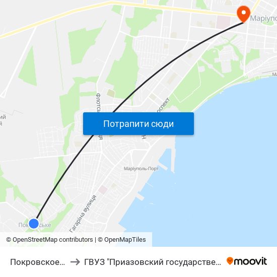 Покровское (Покровське) to ГВУЗ "Приазовский государственный технический университет" map