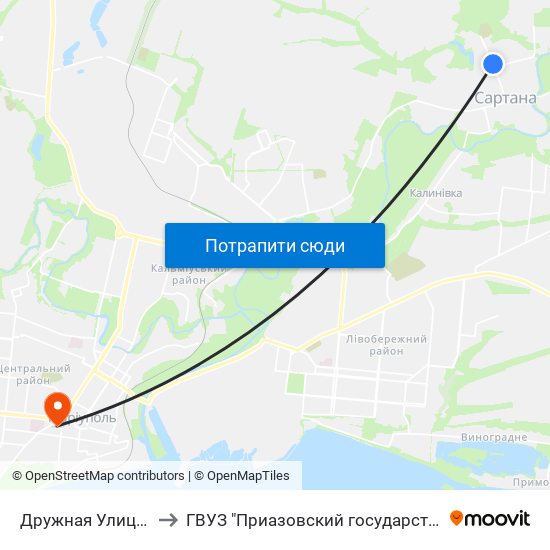 Дружная Улица (Дружня Вулиця) to ГВУЗ "Приазовский государственный технический университет" map