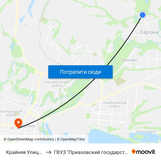 Крайняя Улица (Крайня Вулиця) to ГВУЗ "Приазовский государственный технический университет" map
