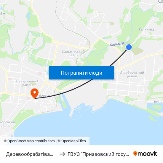 Деревообрабатівающий Цех (Деревообробний Цех) to ГВУЗ "Приазовский государственный технический университет" map