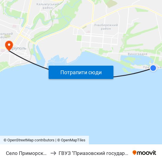 Село Приморское (Село Приморське) to ГВУЗ "Приазовский государственный технический университет" map