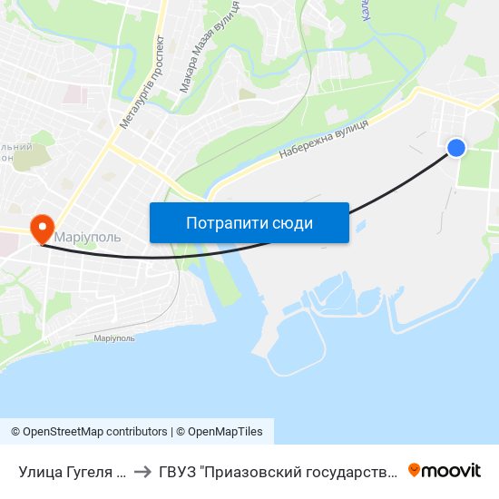 Улица Гугеля (Вулиця Гугеля) to ГВУЗ "Приазовский государственный технический университет" map
