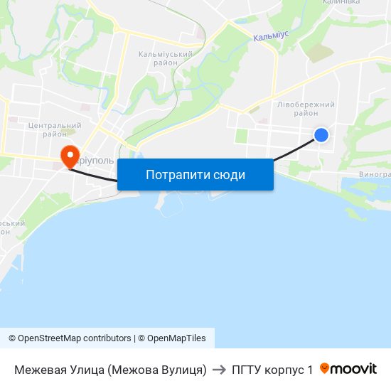 Межевая Улица (Межова Вулиця) to ПГТУ корпус 1 map