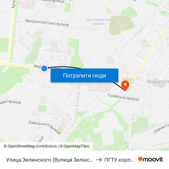 Улица Зелинского (Вулиця Зелінського) to ПГТУ корпус 1 map